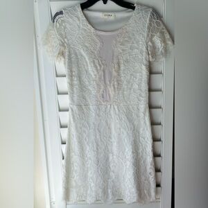 Storia White Lace Cocktail Dress, Size S
